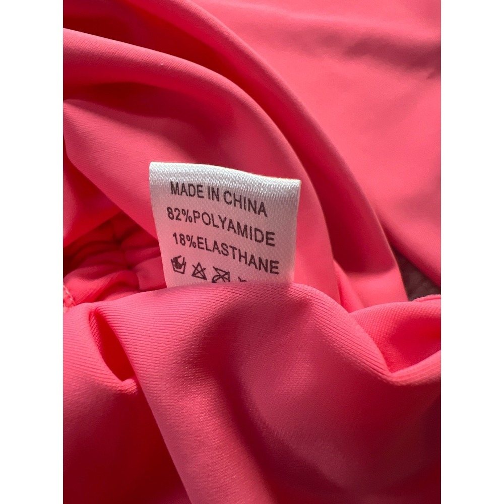 Womens Hot Pink Long Sleeve Rash Guard Quarter Zip Ruched Swim Top XL - Picture 5 of 8